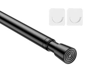 lot 14389 image: MEXAU 1Pack Spring Tension Curtain Rod 26-39 inch Black Adjustable Spring Rod Extendable Tension Rod For Kitchen, Bathroom, Window, Bookshelf, Closet