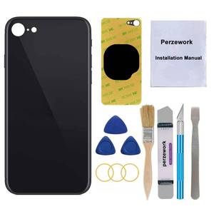lot 14395 image: Perzework OEM Rear Back Glass Replacement for iPhone SE 4.7 inches (Black) 2020 Second Generation and 2022 Third Generation with Reparing Toolkit
