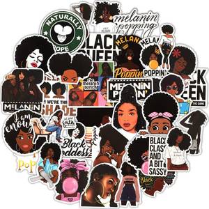 lot 14404 image: Zonon 100 Pieces Melanin Stickers Black Girl Pop Singer Laptop Decal for Computer Water Bottles Skateboard Graffiti Patches, Trendy Waterproof Vinyl Stickers for Teens(Stylish)