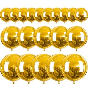 lot 14409 image: PartyWoo Metallic Gold Foil Balloons 20pcs Different Sizes Pack of 22 15 10 Inch Large Round Foil 4D Inflatable Mirror Ball Mylar Balloons for Graduation Birthday Baby Shower Party Decorations