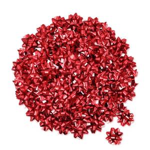 lot 14413 image: Zoe Deco 1.25 inch Mini Star Bows for Gift Wrapping and Presents (Red, 100 Pack), Self-Adhesive Shiny Metallic Christmas Bows for Small Gift Topper or Decoration