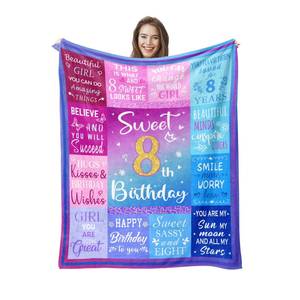 lot 14416 image: Pozevan 8 Year Old Girl Birthday Blanket, Gifts for Eight-Year-Old Girls, 8th Birthday Decorations 60X50