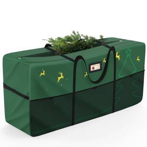 lot 14417 image: Christmas Tree Storage Bag 12FT Extra Large, Festive Print, Heavy-Duty Dust-Proof Artificial Xmas Tree Bag, 6 Organized Mesh Pockets & Sturdy Handles for Holiday Decoration Storage