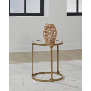 lot 15293 image: Korajane 20 in. GoldGray Round Faux Marble Top End Table
