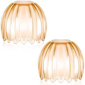 lot 16496 image: Teenyyou 2 Pcs Amber Glass Tulip Lamp Shades Small Flower Art Sconce Shade E26 Base 1.65 Top x 4.45 Dia. x 4.33 H Mini Lampshades Replacement for Table Chandelier Decor Vanity Pendant Light Cover