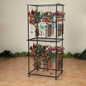 lot 3834 image: Commercial Wind Chime Display Rack with Wheels