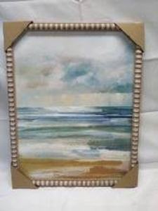lot 7494 image: Coastal Scene Beaded Frame Wall Art