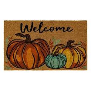 lot 7509 image: Harvest Pumpkin Door Mat 18x30 4Pk
