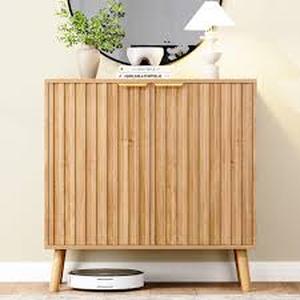 lot 7537 image: Modern Natural Wood Storage Cabinet