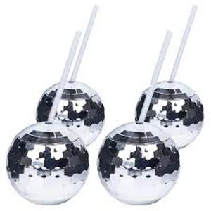 lot 12455 image: CBE Disco Sipper Set - Gold & Silver Ball Drink Containers