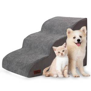 lot 1012 image: Aodisman 3-Step Dog Ramp and Stairs for Sofa and Chair - Non-Slip Sturdy Pet Steps for Small Dogs and Cats,15.7 H,Grey