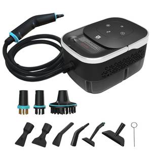 lot 1013 image: 2500W Handheld Steam Cleaner,10 Accessories with 8 Adjustable Pressures for TileGreaseCarpet, 45oz Large Tank Chemical Free Cleaning, Portable Multi-Surface Steamer for Home Cars Kitchens (White)