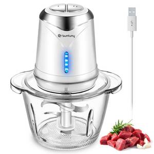 lot 1483 image: Cordless Food Processor Electric Chopper, Small Wireless Processor 6000mAh Battery with 5cup1.2L Glass Bowl for Vegetable, Onion, Baby Food, Mini Garlic Chopper Portable Meat Blender Mixer, White