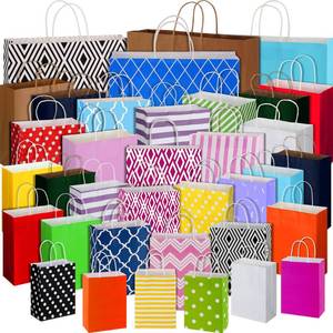 lot 1495 image: Kosiz 36 Pcs Assorted Sizes Gift Bags Bulk with Handle Assortment Different Size Paper Goodie Bag Paper Party Favor Bag for Wedding Birthday Easter Mother Day, 8.3 Small, 10.2 Medium, 12.6 Large