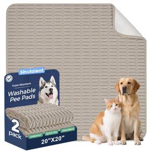lot 2119 image: Sinotalent Washable Pee Pads for Dogs, 2 Pack Reusable Puppy Pads Dog Pads, Non-Slip Dog Pee Pads, Leakproof Pet Pee Pads Wee Wee Pads for Dogs. (Brown, 20x20(Pack of 2))