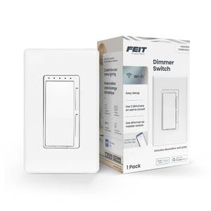 lot 2121 image: Feit Electric Smart Dimmer Switch, Neutral Wire Required for Installation, Compatible with Amazon Alexa and Google Assistant, Smart Dimmer Light Switch, White, ModelDIMWiFi