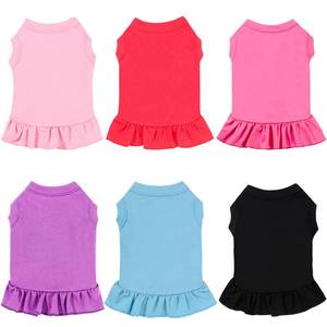 lot 2125 image: Weewooday 6 Pieces Dog Dresses Cats Shirt Skirt Dog Sleeveless Outfits Breathable Pet Dress with Ruffles Pet Sundress Outfits for and (M Size)