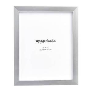 lot 2127 image: Amazon Basics Rectangular Photo Picture Frame Set, 8 x 10, Wall Hanging or Tabletop Display, Real Glass, Nickel, 2-Pack