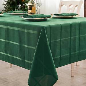 lot 2146 image: UKOMIUT Rectangle Plaid Jacquard Tablecloth, Waterproof Washable Checkered Table Cloth, Solid Fabric Table Cover for Indoor or Outdoor use. (Hunter Green, 60 x 104 Inch (8-10 Seats))