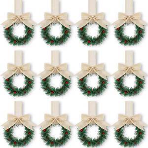 lot 2148 image: Retrowavy 12 Pcs Christmas Kitchen Cabinet Wreaths with Ribbon 3.94 Inch Mini Christmas Wreath Small Kitchen Xmas Decor for Window Door(Linen Color,Classic Style)