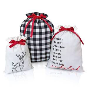 lot 2160 image: Gather & Knot Drawstring Christmas Gift Bags  20 Large 16 Medium Reusable Reindeer Fabric Gift Wrap for Holidays  Mix & Match Set