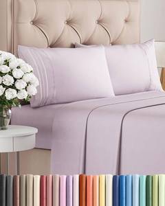 lot 2168 image: King Size 4 Piece Sheet Set - Comfy Breathable & Cooling Bed Sheets Set - Hotel Luxury Bedding for Women, Men, Kids, Teens, Boys & Girls - Deep Pockets, Soft, Wrinkle Free - Oeko-Tex - Light Lavender