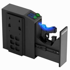 lot 3874 image: Gun Safe Biometric Pistol Safe Bedside Handgun Case, Slider Fingerprint 3 Ways Quick Access Mounted Gun Lock Box for Nightstand, Bed, Desk, Wall, Dresser