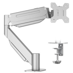 lot 3878 image: Suptek Ultrawide Monitor Arm Mount for 17 to 43 Inch Heavy Duty Curved Screen,Holds 28.6 lbs,Adjustable Gas Spring Monitor Arm Desk Mount Stand,75100 Vesa Mount,Silver(MD71MS)