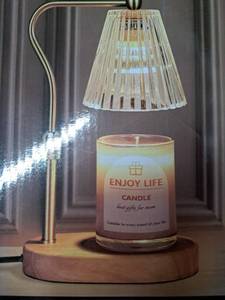 lot 3891 image: Modern Wooden Table Lamp to heat candles