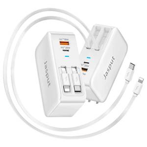 lot 4039 image: 4 in 1 Retractable Wall Charger with Dual Cables,40W Retractable Phone Charger Wall Plug with Dual USB Ports,20W USB C Chargers Block Fast Charging for iPhone 17 16 15 14 13,LG, Galaxy S24 23,Pixel