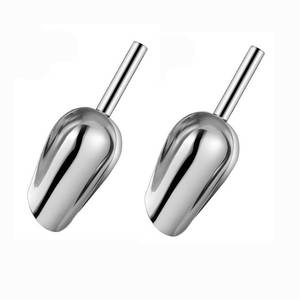 lot 4049 image: LARATH 2 Pieces Stainless Steel Ice Scoops Flour Sugar Coffee Bean Candy Metal Utility Scoops for Kitchen Party Bar Wedding, Dishwasher Safe, Silver