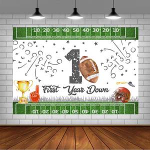 lot 4068 image: Lofaris Football First Birthday Backdrop First Year Down Happy Birthday Its Game Time First Year Down Photo Background Game On Football Boy Birthday Party Decorations 5x3ft
