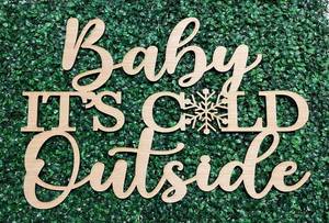 lot 4079 image: Baby its Cold outside Sign for Backdrop, 13.7  17.7inch Wooden Winter Theme Decor with Snowflake for Baby Shower Christmas Xmas Sign Party Wall Art Decoration