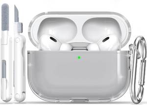 lot 4084 image: RFUNGUANGO AirPods Pro Case Clear, Soft TPU Transparent with Cleaning Kit & Keychain, Compatible with Magsafe, Compatible Apple AirPods Pro 2nd1st Generation Protective Case, Black