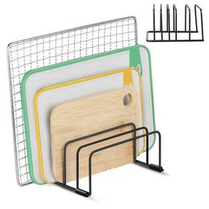 lot 4085 image: Foleto Cutting Board Organizer, 2-Pack Cutting Board Stand for Kitchen Baking Pans, Cookie Sheet, Baking Sheet Organizer With 5 Slots for Baking Sheet (7.1 X 5.5 X 2.76 in)