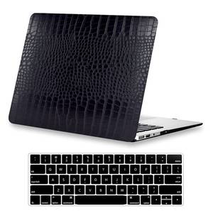 lot 4092 image: KEROM Compatible with Crocodile MacBook Pro 13 Inch Case 2026 2022-2016 M2 M1 A2338 A2289 A2251 A2159 A1989 A1706 A1708, Textured Aligator Skin Snakeskin PU Leather Hardshell & Keyboard Cover, Black