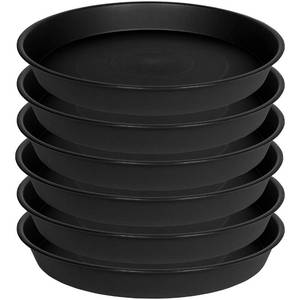 lot 4099 image: Bleuhome 6 Pack 6 inch Plant Saucer Tray, 4 6 8 10 12 15 17 19 inch Plant Saucers, Heavy Duty Plastic Plant Saucers for Indoors, Bird Bath Bowls, Flower Plant Water Trays for pots Planter (6, Black)