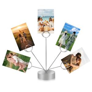 lot 4108 image: Round Photo Holder, Silver Holder for Pictures Desk Photo Display Gift Tree Holder for Party, Round Base Suitable as a Gift for Holidays Weddings or Work