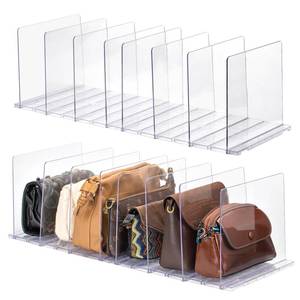 lot 5770 image: Saizamol Purse Organizer for Closet, Adjustable Acrylic Clear Handbag Storage Organizers, Shelf Divider Bag Organizer for Small Closet, 2 Pack
