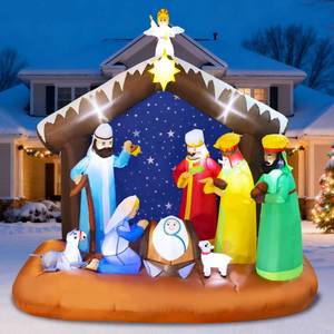 lot 5774 image: Christmas Inflatable Nativity Scene Outdoor - Christmas Inflatables Outdoor Blow Up Yard Decorations Jesus Nativity Sets with Built-in LED Lights for Garden Yard Lawn Xmas Decor, 7 x 7FT