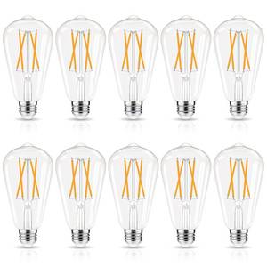 lot 5776 image: GvvooHome LED Edison Bulbs Dimmable, E26 Bulb 60 watt Equivalent, Soft White 2700K, ST58 Vintage Light Bulbs, 90 CRI, 6W 600LM, E26 Medium Base, Clear Glass, 10 Pack