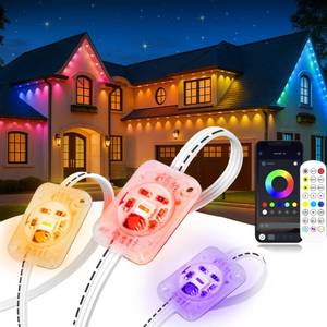 lot 6312 image: BSGlobal 100FT Permanent Outdoor Lights, 60 LED Smart RGB&IC Outdoor Eave Lights with AppRemote Control, 209 Scene Modes, IP67 Waterproof Outside Light for House Party Christmas