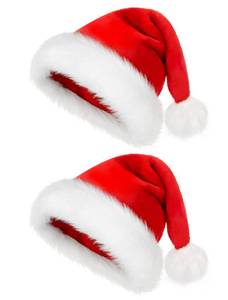 lot 6317 image: Doiurcs Santa Hat for Adult, Large Christmas Hat, Xmas Holiday Oversized Velvet Hat for Men Women New Year Festive Holiday Party Supplies (Adult-2pc)