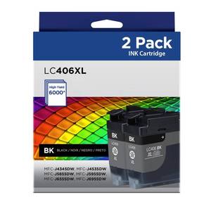 lot 6319 image: LC406XL Black Ink Cartridges Compatible for Brother LC406XL LC406 High Yield Work with Brother MFC-J4535DW MFC-J4335DW MFC-J5855DW MFC-J6555DW MFC-J6955DW Printer(2 Pack)