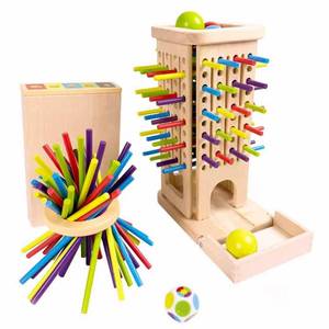 lot 6321 image: twivah 4-in-1 Board Game for Kids, Wooden Sorting & StackingPick-up SticksCountingBall Drop Tower, Family Games for Kid and Adult, Montessori STEM Learning Toy for 3 4 5 6 7 8 Year Old Boy Girl