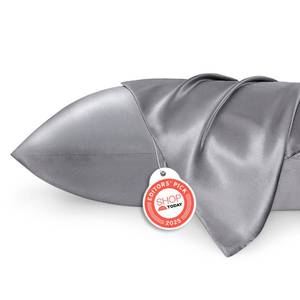 lot 6354 image: Bedsure Satin Pillowcase 2 Pack Similar to Silk Pillow Cases Standard Size, Pillow Case for Sleeping Women with Envelope Closure, Gifts for Women Men, Dark Grey, 20x26 Inches, 2pcs
