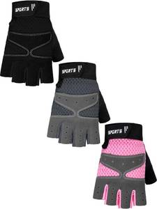 lot 6355 image: SATINIOR 3 Pairs Kids Half Finger Gloves Non Slip Gel Biking Adjustable Gymnastics Gloves for Girls Boys(Normal Style,7-13 Years)