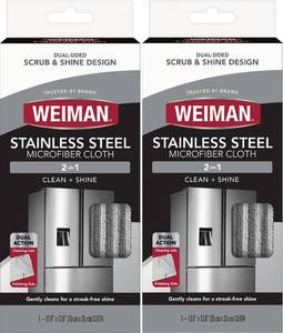 lot 6400 image: Weiman Microfiber Cloth for Stainless Steel, Safely Traps and Removes Dirt, Oil and Grime to Protect from Scratches 13.8 x 13.8 (Pack of 2)