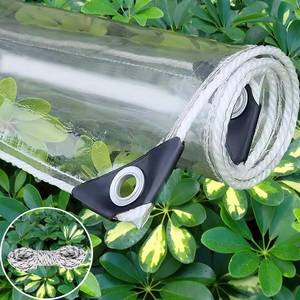lot 6411 image: Clear Tarp 6x8 FT - 14 Mil Clear PVC Tarps with Grommets, Heavy Duty Waterproof, UV Resistant, Tear & Cold Proof, Transparent Cover for Greenhouse, Patio, Canopy, Outdoor