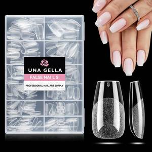 lot 6421 image: UNA GELLA Short Coffin Nail Tips 216pcs Short Coffin Press on Nails Pre-Shape Gel Nail Tips for Full Cover Acrylic Nails False Nails for Nail Extension Home DIY Salon 12 Sizes Gelly Tips